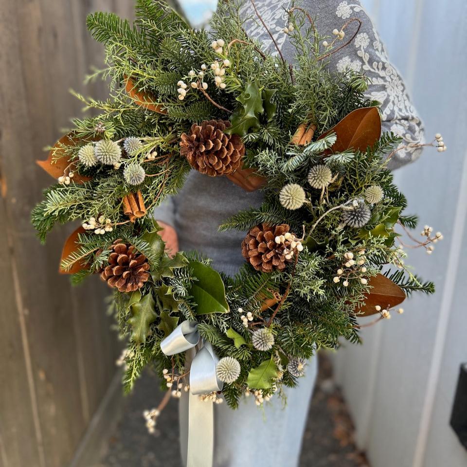 Winter Wreath, White & Silver