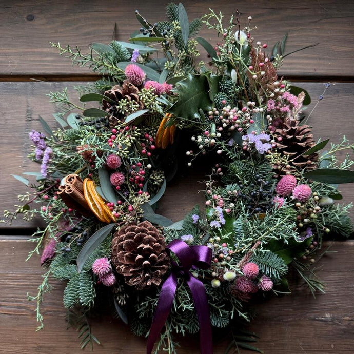 Winter Wreath, Plum & Pink