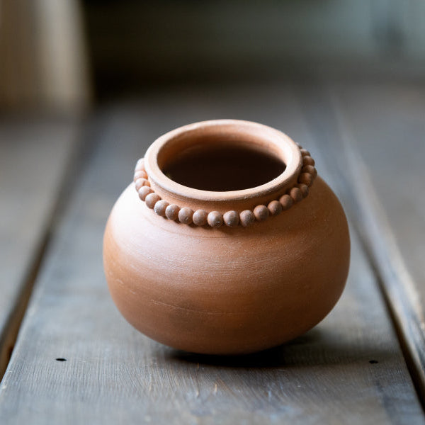 Vase, Beaded Rose Bowl Red Stone